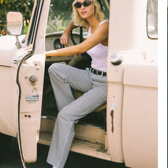 Brixton Railroad Stripe Straight Leg Jeans | Size 24 - Picture 2 of 13